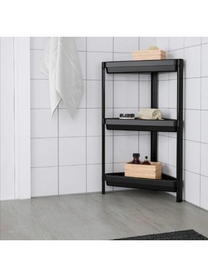 Uravas Store Üçgen - Siyah Pratik Raf Ünitesi Plastik (5047)