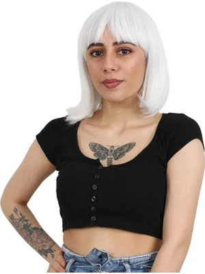 Renas Store Küt Kahküllü Fiber Sen Peruk / Beyaz