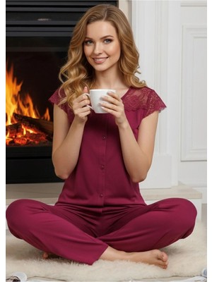 Renas Store Bordo Penye Pijama Takımı