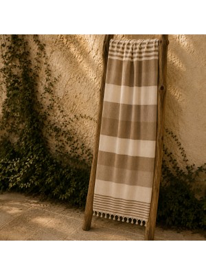 Evidea Soft Stripe Datça Peştamal - Bej - 90X170 cm