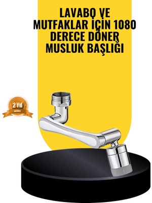 Uravas Store 1080° Dönebilen Musluk Başlığı 2 Su Modlu Ayarlanabilir Esnek Tasarım