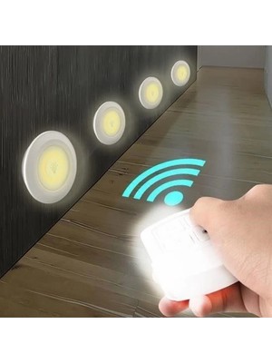 Renas Store 3lü Uzaktan Kumandalı Pilli Yapışkanlı Kablosuz LED Spot Lambalar