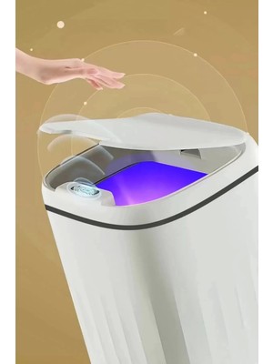 Renas Store Akıllı Teknolojik Sensörlü Çöp Kovası Işık Antibakteriyel Koku Geçirmez Ofis Banyo Mutfak 20L Uv
