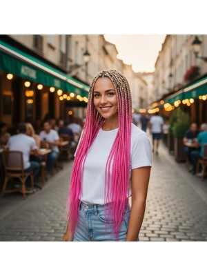 Renas Store Afrika Örgüsü ve Rasta Için Sen Ombreli  / Platin / Pembe