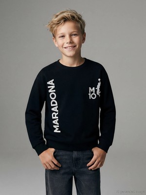 Lc Waikiki Yeni Sezon Maradona Baskılı Erkek Çocuk Kalın Sweatshirt