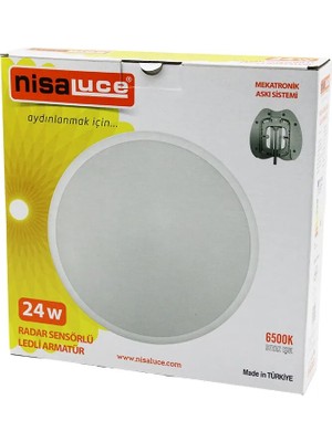 Renas Store Nisaluce EAMP-106/B 24W  Sensörlü Ledli Armatür Beyaz Çerçeve Mekatronik Askı Sistemi 6500K - 2160LM