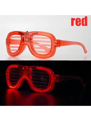 Renas Store Kırmızı LED Işıklı Parti Gözlüğü - Neon Glow Şerit Gözlük 3 Modlu