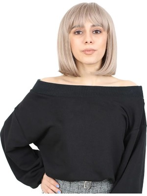 Renas Store Kısa Küt Perçemli Fiber Sen Peruk / Küllü Bebek Sarı