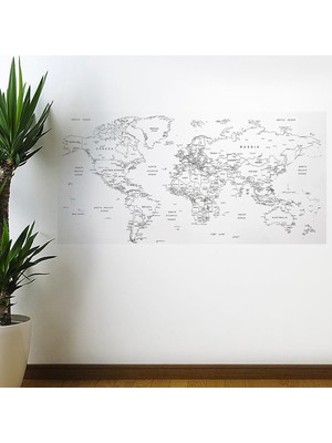 Renas Store Yazılabilir Dünya Haritası Manyetik Duvar Stickerı 110 x 56 cm (5528)