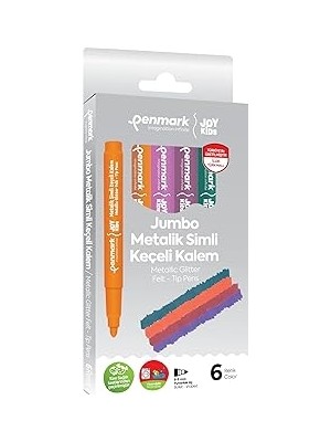 Renas Store Penmark Süper Yıkanabilir Metalik Simli Keçeli Kalem 6'lı