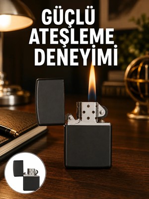 Renas Store Çakmak Parlak Siyah Doldurulabilir Hedyelik Eşya Yeni Nesil