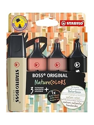 Renas Store Stabılo Orıgınal Naturecolors - Fosforlu Kalem - 4'lü Paket - Çeşitli Renkler