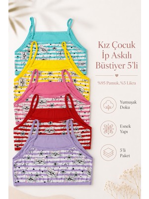 Nicoletta Kız Çocuk Büstiyer Ip Askılı Baskılı Pamuklu Likralı