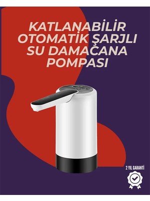 Renas Store Otomatik Damacana Su Pompası | 40-80 Saniye Zaman Ayarlı | %90 Açılabilir Hijyenik Tasarım | Şarjlı ve Portatif