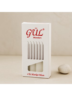Renas Store Ince Gül Mum 12 cm 4'lü Beyaz