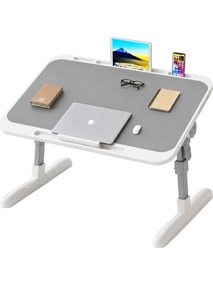 Renas Store SN-29698 Çok Fonksiyonlu Katlanabilir Yatak Koltuk Laptop Masası Yükseklik ve Açı Ayarlı Gri 60X40CM