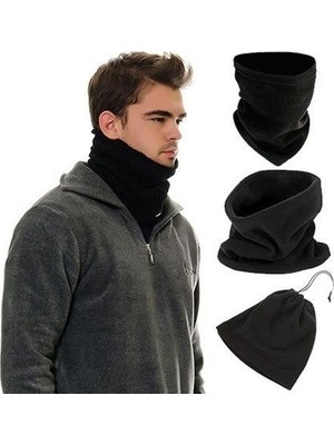 Vendly Çok Fonksiyonlu Siyah Unisex Terletmez Kumaş Ipli Bere Boyunluk