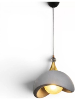 Vendly Beton Görünümlü Iskandi̇nav Tarzı LED Toplu Avize 3 Renk Yanabilen Aydınlatma 32 x 70 cm Gri