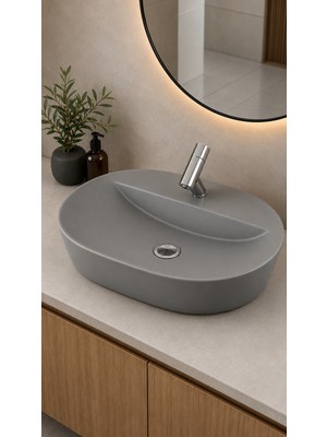 Lapino TEZGAH ÜSTÜ LAVABO 60*45 CM ELEGANCE  MAT GRİ ESV-4360-2041