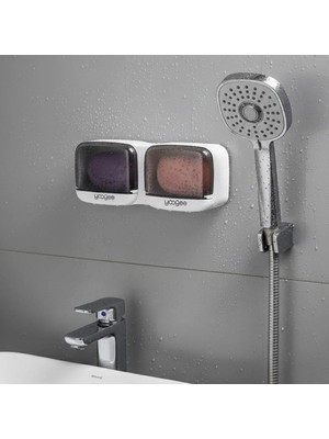 Renas Store Duvara Monte Ikili Kapaklı Plastik Katı Sabunluk Organizer – Banyo & Mutfak Için Yapışkanlı Sabun Kutusu ve Düzenleyici