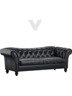 Veluxe Home & Living'den Celesta Italyan Gerçek Deri Chester Hakiki Deri Chester Koltuk