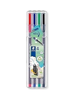 Renas Store Staedtler 334 Sb4 Triplus Üçgen Fineliner Klasik Renk 0.3 mm 4'lü Set
