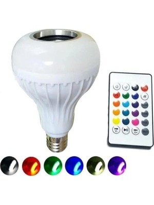 Renas Store Bluetooth Hoparlörlü Uzaktan Kumandalı LED Işık Beyaz Renkli 7 Renk Işık Seçeneği