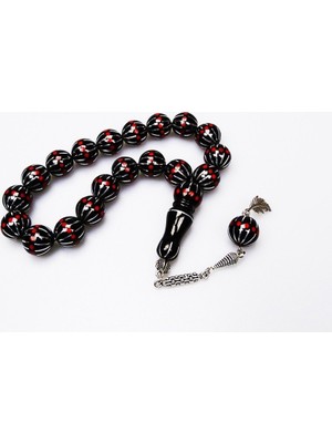 Vendly Blackcraft Oltu Taşı Maskot Boy Kırmızı Işleme Tespih