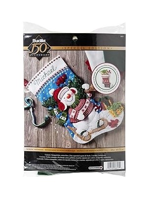 Renas Store Bucilla, Mavi, Beyaz, Kırmızı, 45,7 Cm-Noel Çorabı Keçe