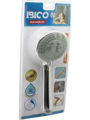 Renas Store Orta Boy Yuvarlak - Bombeli =9.7cm Duş Başlık Kademeli Vakumlu Krom Gövde - Gri Zeminsap:14.5cm