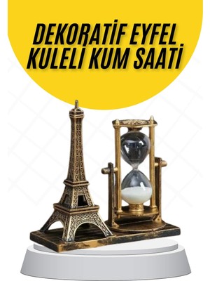 Renas Store Dekoratif Eyfel Kulesi ve Kum Saati Vintage Tarzı Masa Süsü Biblo