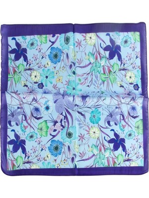 Renas Store Çiçek Desenli Mor Renkli Zr Şifon Fular 50*50 cm