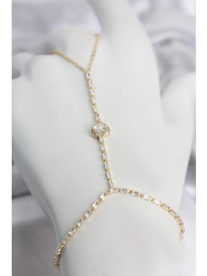 Renas Store Gold Renk Pirinç Zirkon Taşlı Kalp Model Şahmeran