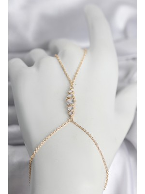 Renas Store Pirinç Gold Renk Zirkon Taşlı Kadın Şahmeran
