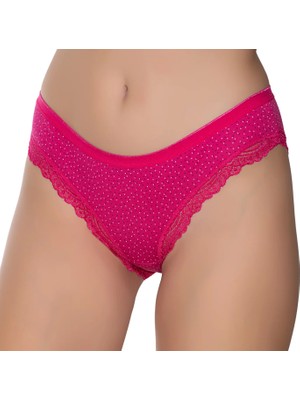 Gümüş 6066 12'li Kadın Likralı Paça Dantelli Puantiyeli Bikini