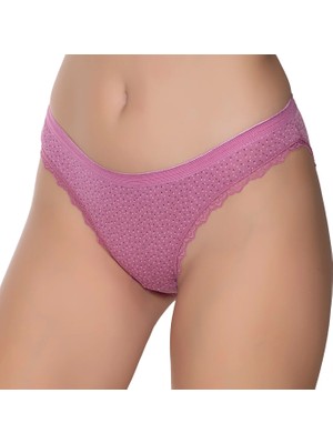 Gümüş 6066 12'li Kadın Likralı Paça Dantelli Puantiyeli Bikini