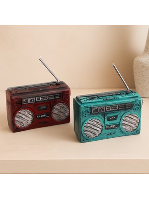 Renas Store Vintage Radyo Dekoratif Reçine Kumbara 17X17X5.5 cm