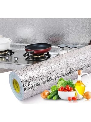 Renas Store Yapışkanlı Kolay Silinebilir Mutfak Tezgah Üstü Folyo Gümüş 40 cm x 10 M