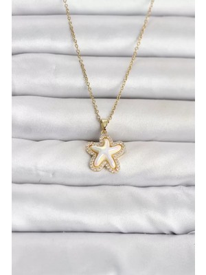 Renas Store 316L Çelik Zincir Gold Renk Deniz Yıldızı Model Kadın Kolye TJ-BKO11084