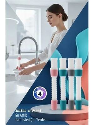 Renas Store 4 Lü Silikon Esnek Musluk Uzatıcı – 14.5 cm Lavabo ve Mutfak Batarya Başlığı