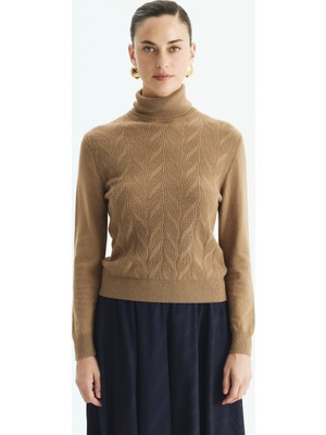 ROMAN Balıkı Yaka Triko Kazak Camel K2671038_035