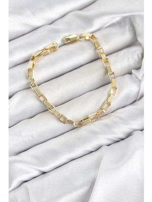 Renas Store cm Kare Halka Model Gold Renk Pirinç Kadın Bileklik