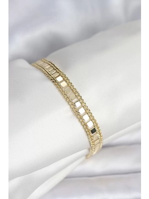 Renas Store 316L Çelik Gold Renk Pullu Zincir Model Kadın Bileklik - TJ-BB8159