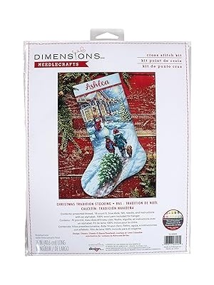 Renas Store Dimensions 70-08995 Tatil Geleneği Kendin Yap Kişiselleştirilebilir Noel Kanaviçe Çorap Seti, 40 cm L, 14 Adet Açık Mavi Aida, Çeşitli
