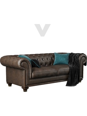 Veluxe Home & Living'den Roni Italyan Gerçek Deri Chester Hakiki Deri Chester Koltuk