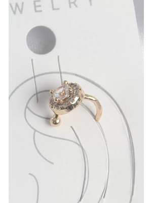 Renas Store Pirinç Gold Renk Zirkon Taşlı Kadın Kıkırdak Küpe - TJ-BKP10573