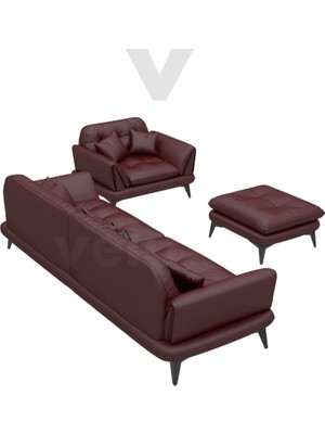 Veluxe Home'dan Gieda Italyan Deri Modern Koltuk Takımı