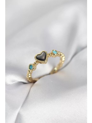 Renas Store Gold Renk Hematit Taşlı Kadın Yüzük - TJ-BYK4155