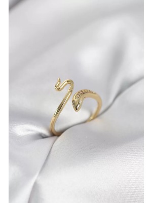 Renas Store Gold Renk Yılan Model Zirkon Taşlı Kadın Yüzük - TJ-BYK4133