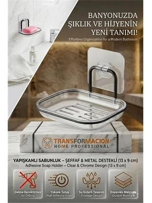Renas Store Yapışkanlı Sabunluk – Su Giderli, Katı Sabun Kutusu, 13 x 9 cm 723054
